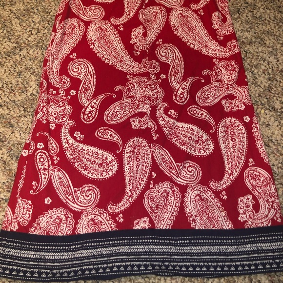 Red and Blue Paisley Lands End Girls Dress - Picture 4 of 4